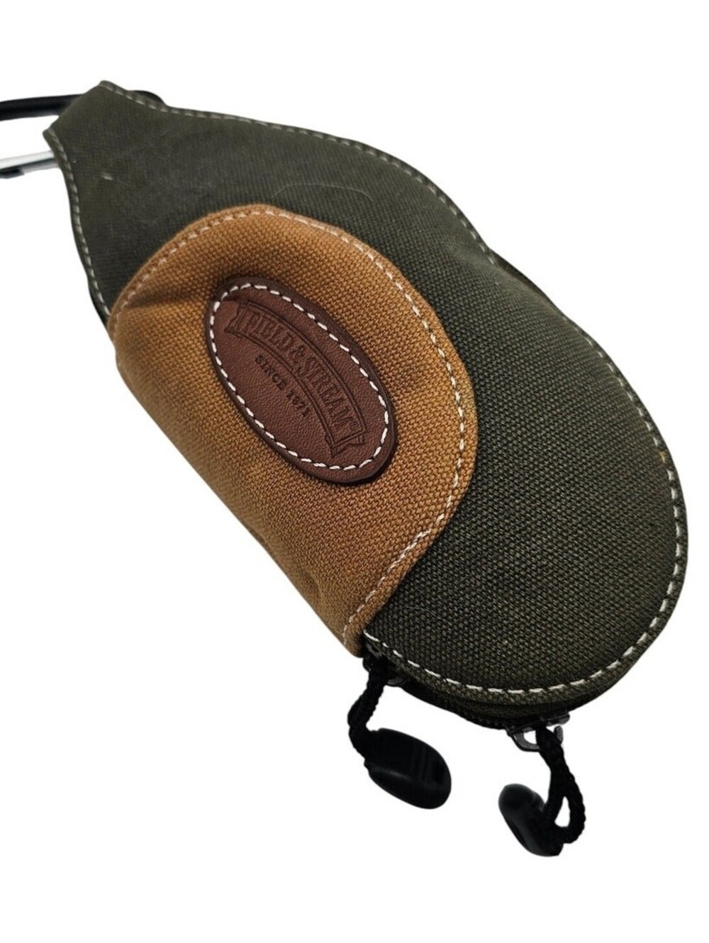 Field And Stream Green Canvas Zip Clamshell Sunglass Case
